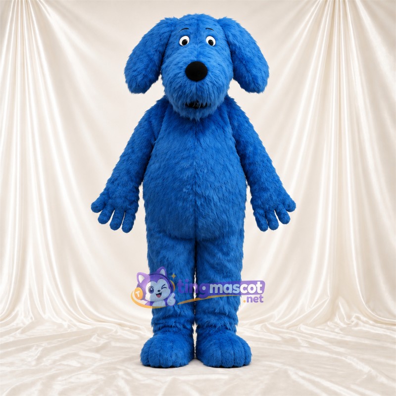 Costume de mascotte Chien – bleu – Oreilles tombantes; Fourrure hirsute Costume de mascotte Chien – bleu – Oreilles tombantes; Fourrure hirsute