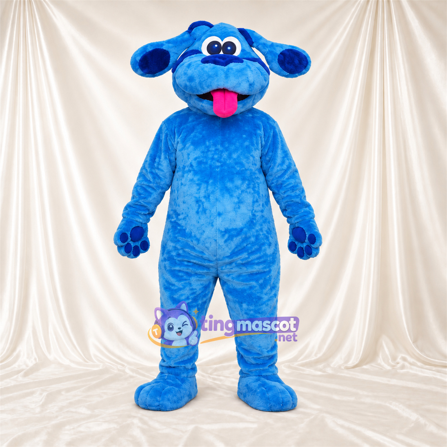 Costume de mascotte Chien – bleu – Coussinets (bleu); Langue (rose)