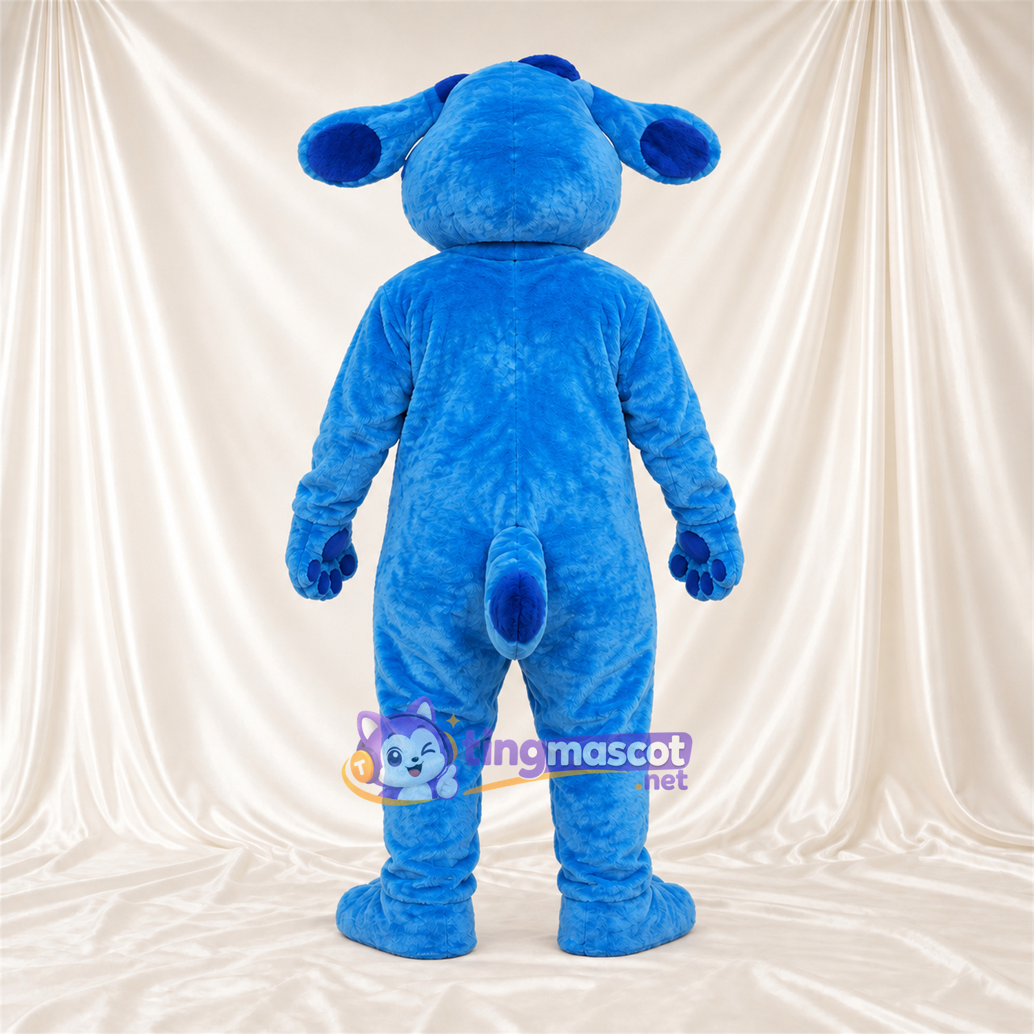 Costume de mascotte Chien – bleu – Coussinets (bleu); Langue (rose)