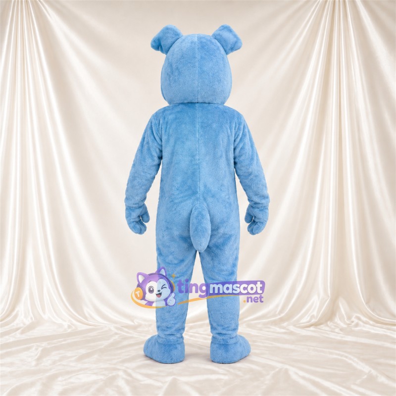 Blue Bulldog Mascot Costume - Pink Tongue and Pointed Fangs Blue Bulldog Mascot Costume - Pink Tongue and Pointed Fangs