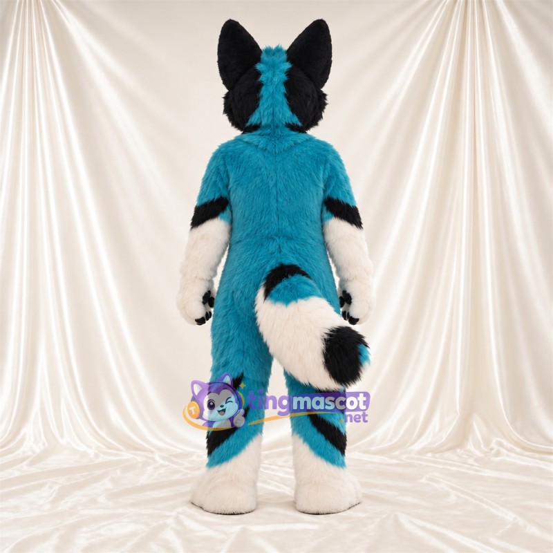 Maskottchenkostüm Husky – blau / weiß – Ringelschwanz; Beine Maskottchenkostüm Husky – blau / weiß – Ringelschwanz; Beine