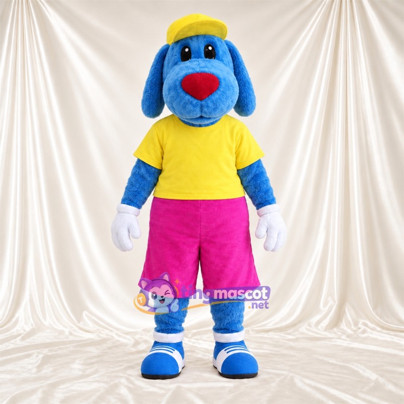 Costume de mascotte Chien – bleu – Chemise (jaune); Short (rose) Costume de mascotte Chien – bleu – Chemise (jaune); Short (rose)