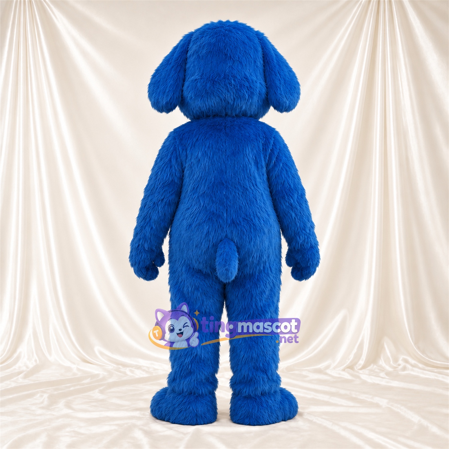 Costume de mascotte Chien – bleu – Oreilles tombantes; Fourrure hirsute