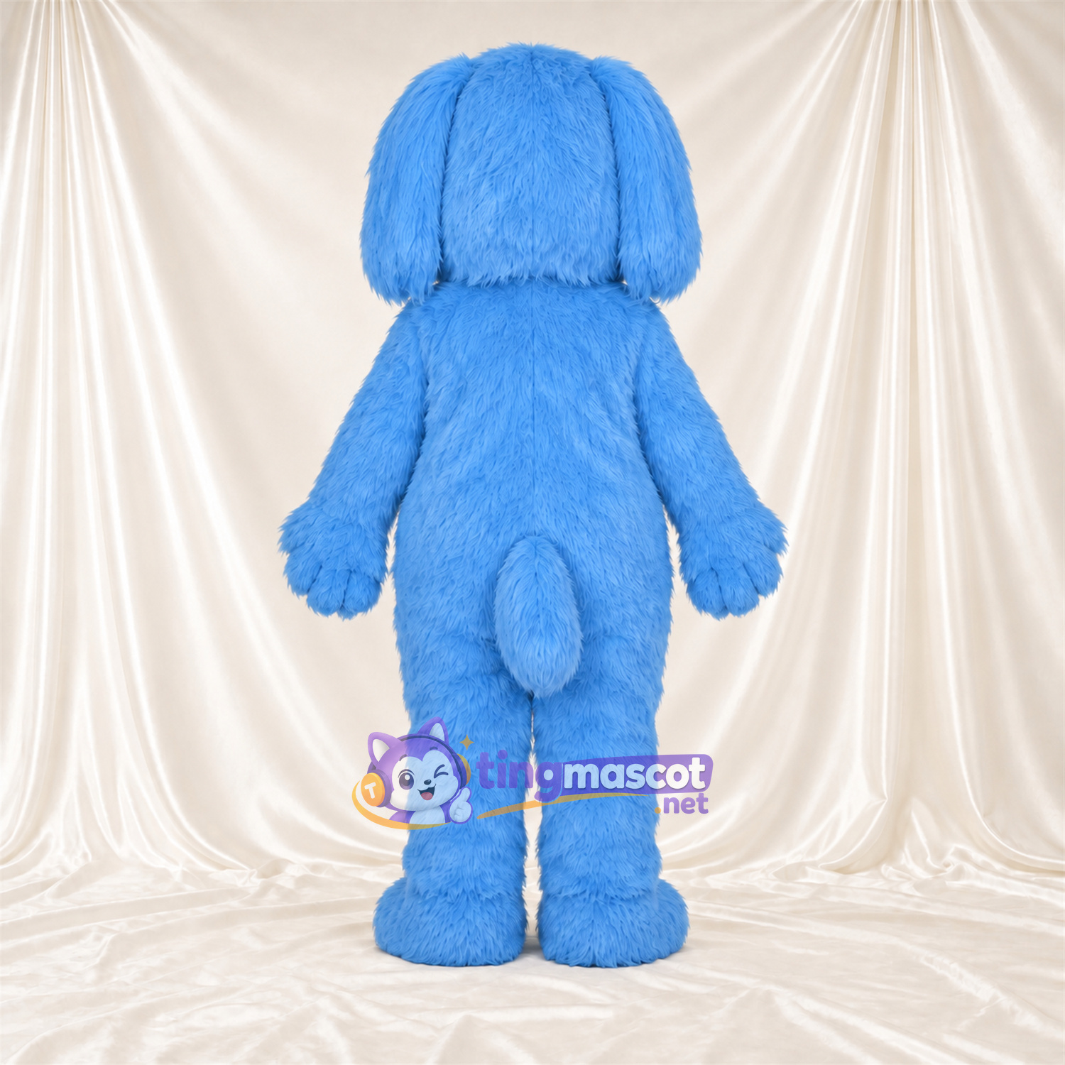 Costume de mascotte Chien – bleu – Langue (rose); Fourrure hirsute Costume de mascotte Chien – bleu – Langue (rose); Fourrure hirsute