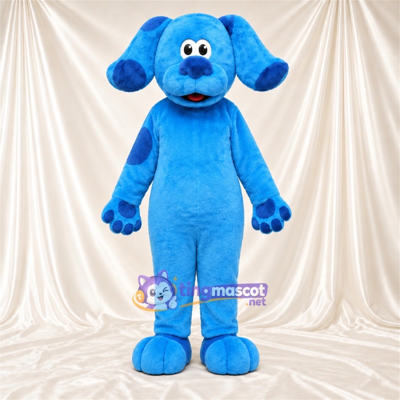 Costume de mascotte Chien – bleu – Coussinets (bleu); Taches (bleu) Costume de mascotte Chien – bleu – Coussinets (bleu); Taches (bleu)