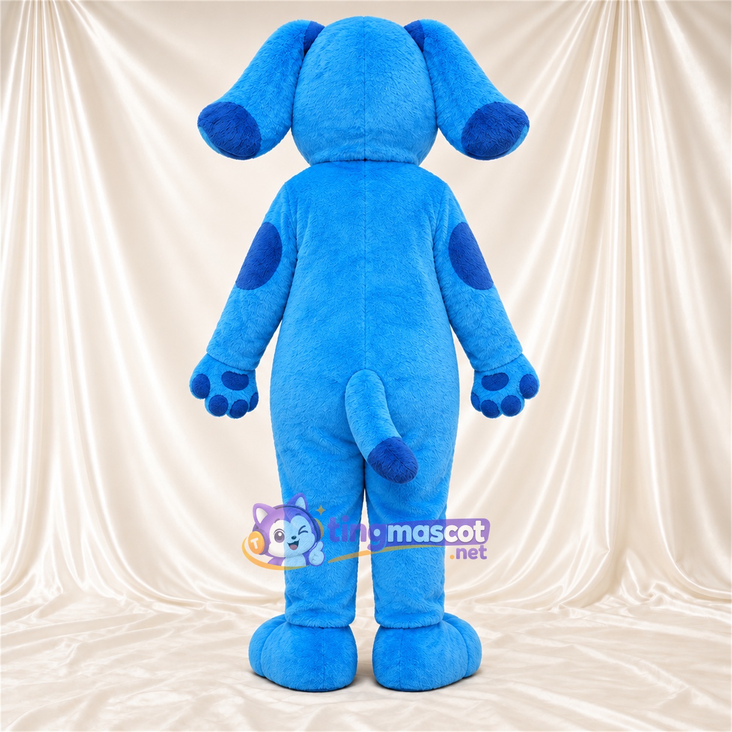 Costume de mascotte Chien – bleu – Coussinets (bleu); Taches (bleu) Costume de mascotte Chien – bleu – Coussinets (bleu); Taches (bleu)