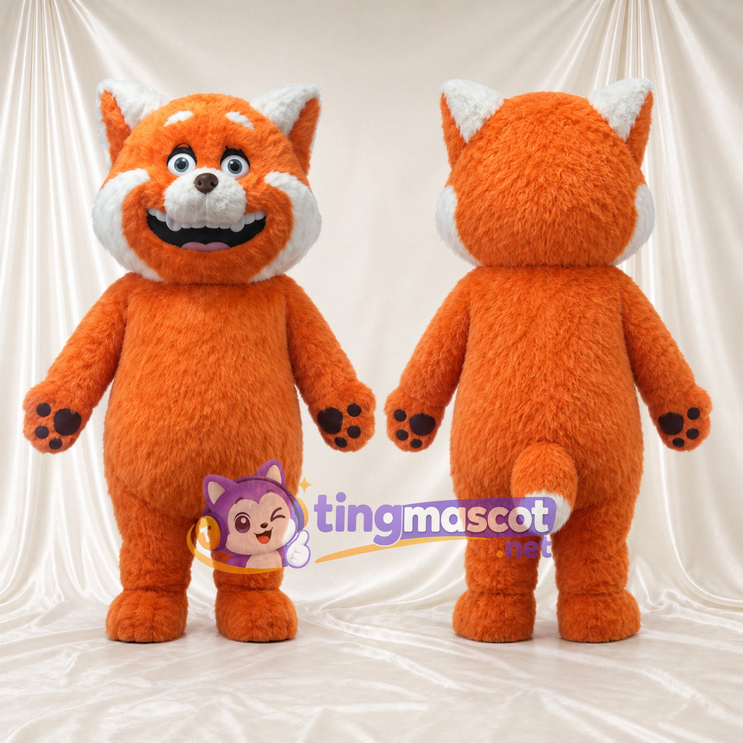 Costume de mascotte Panda roux – orange – Bout de la queue (blanc); Coussinets (noir) Costume de mascotte Panda roux – orange – Bout de la queue (blanc); Coussinets (noir)
