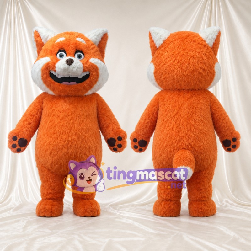 Costume de mascotte Panda roux – orange – Bout de la queue (blanc); Coussinets (noir)