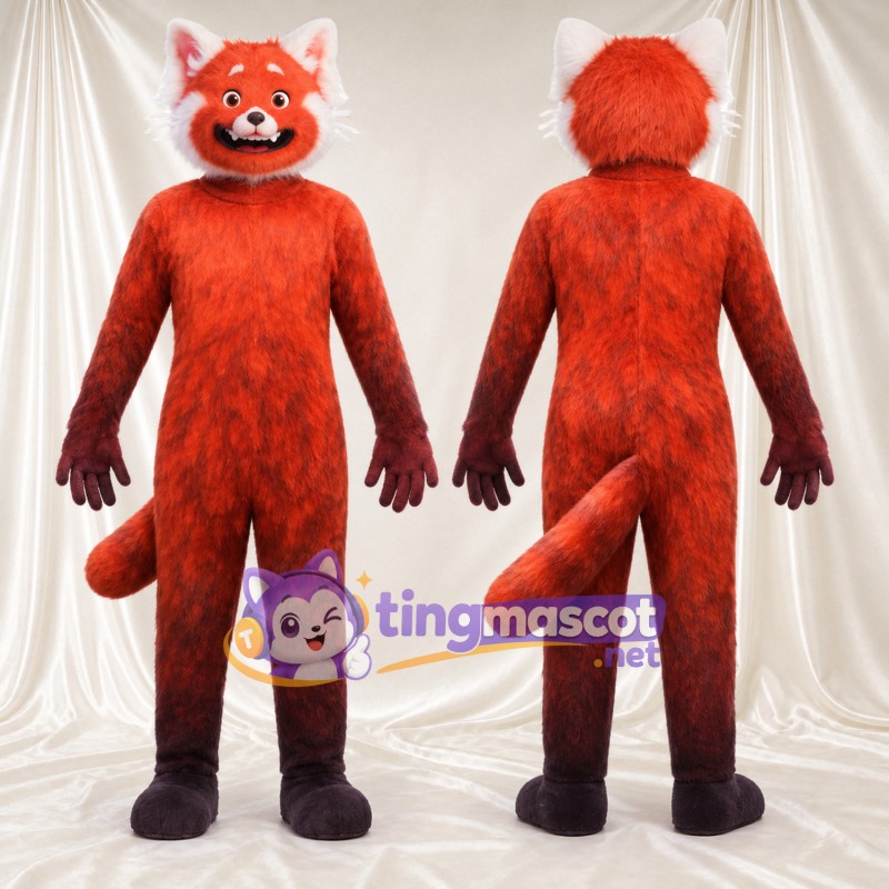 Orange and Black Red Panda Mascot Costume - Long Tail and Brown Hands