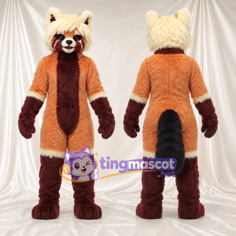 Maskottchenkostüm Roter Panda – orange / creme / braun