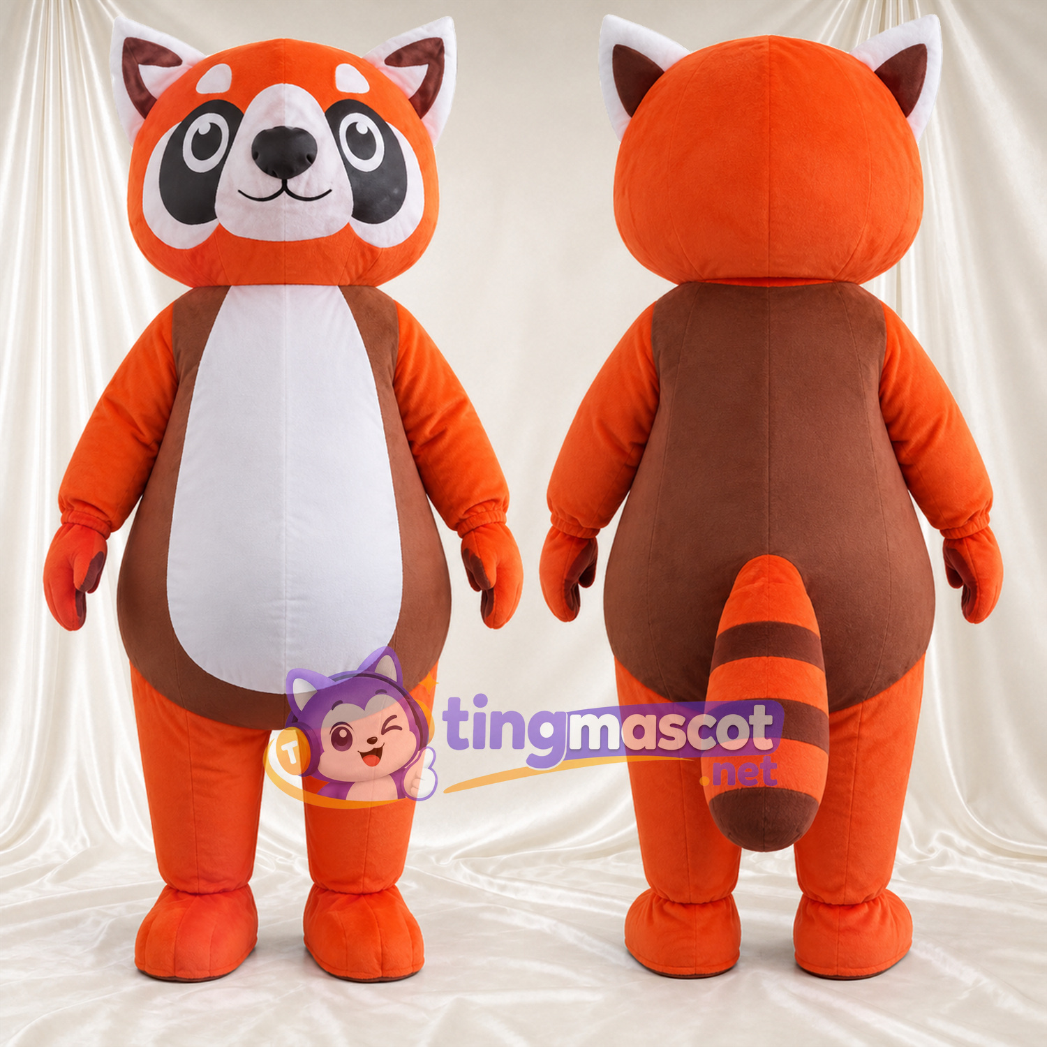 Maskottchenkostüm Roter Panda – orange / braun – Bauch (weiß); Gestreifter Schwanz (weiß) Maskottchenkostüm Roter Panda – orange / braun – Bauch (weiß); Gestreifter Schwanz (weiß)