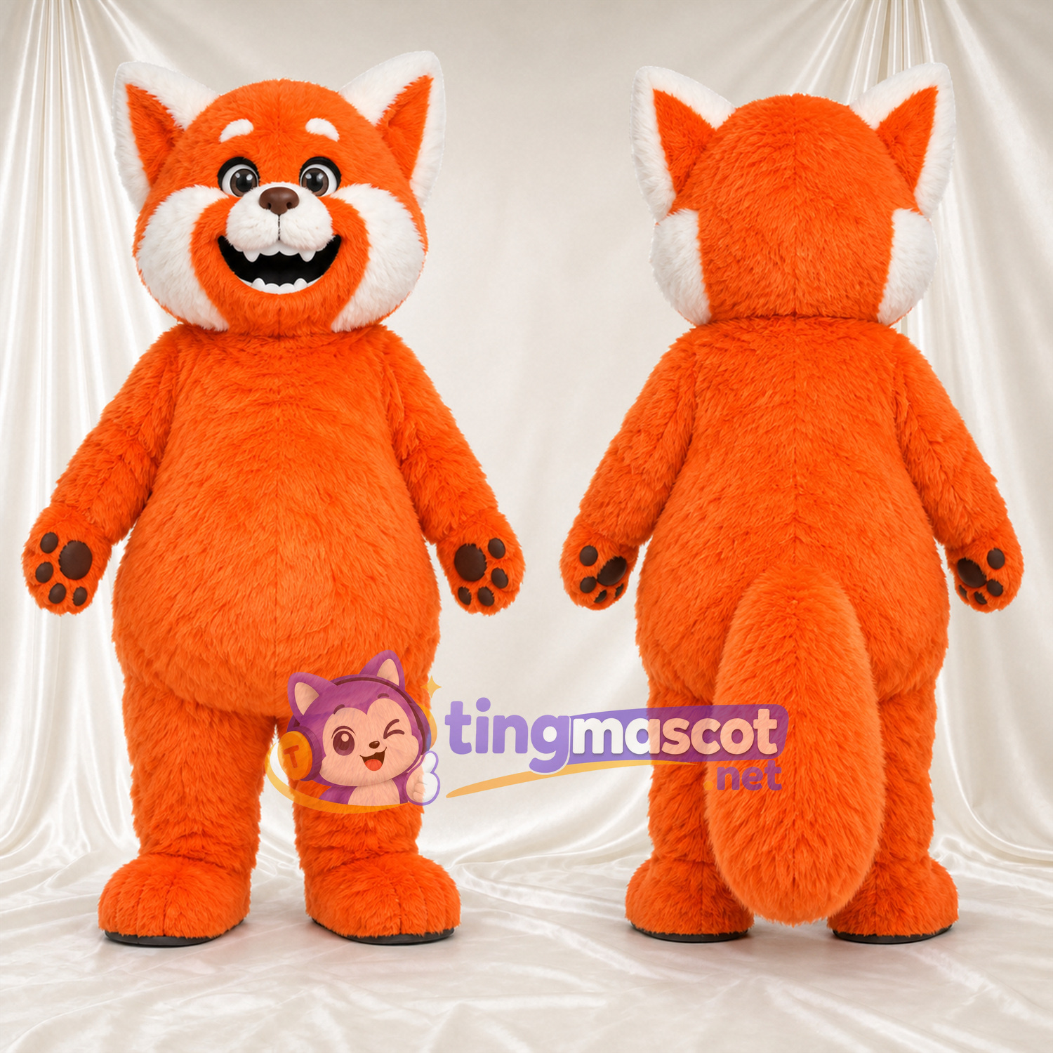Maskottchenkostüm Roter Panda – orange / braun – Buschiger Schwanz; Pfotenballen (schwarz) Maskottchenkostüm Roter Panda – orange / braun – Buschiger Schwanz; Pfotenballen (schwarz)