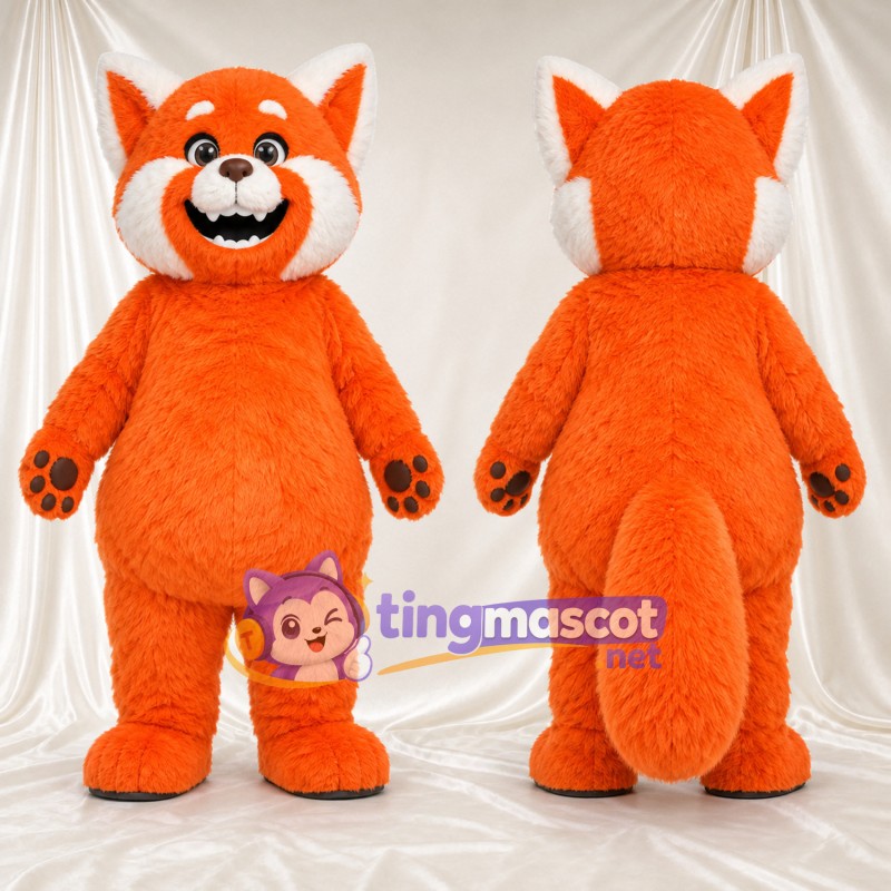 Maskottchenkostüm Roter Panda – orange / braun – Buschiger Schwanz; Pfotenballen (schwarz)