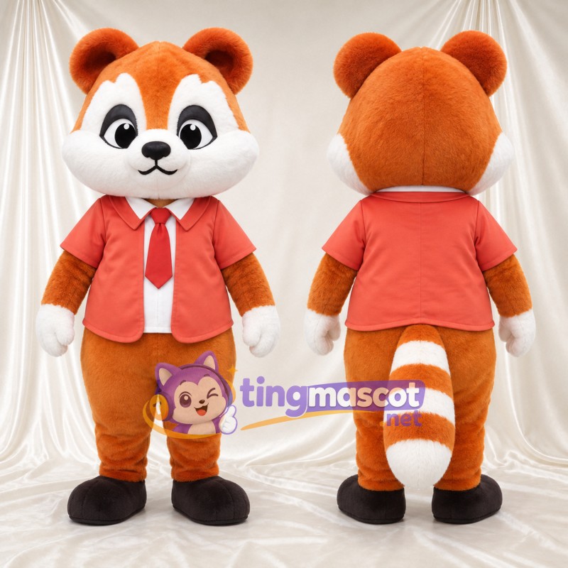 Costume de mascotte Panda roux – orange / marron – Chemise; Cravate (rouge)