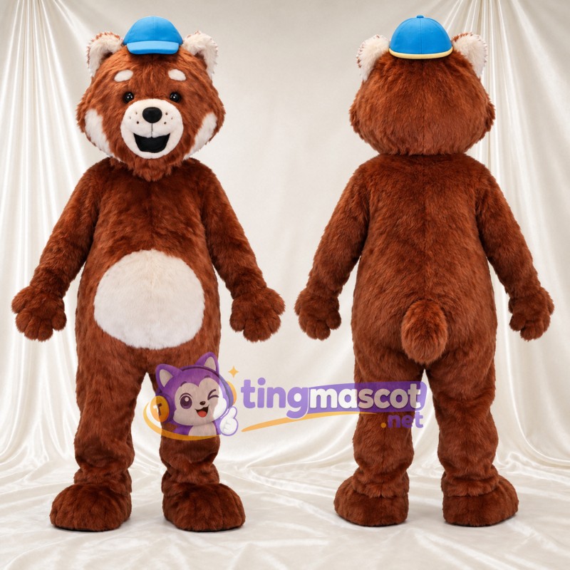 Maskottchenkostüm Bär – braun – Kappe (blau)