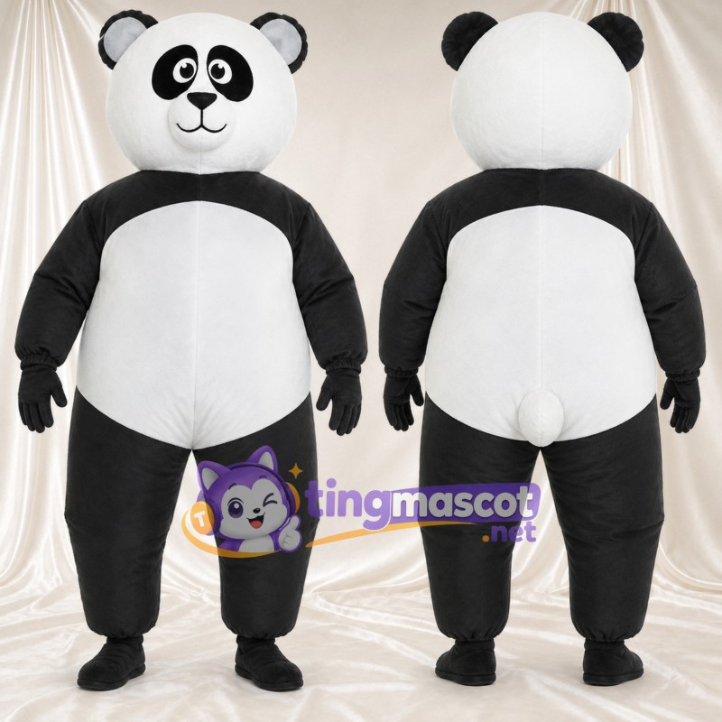 Costume de mascotte Panda – noir / blanc – Sourcils relevés; Queue (blanc)