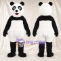 Black and White Panda Mascot Costume - Blue Eyes and Pink Tongue