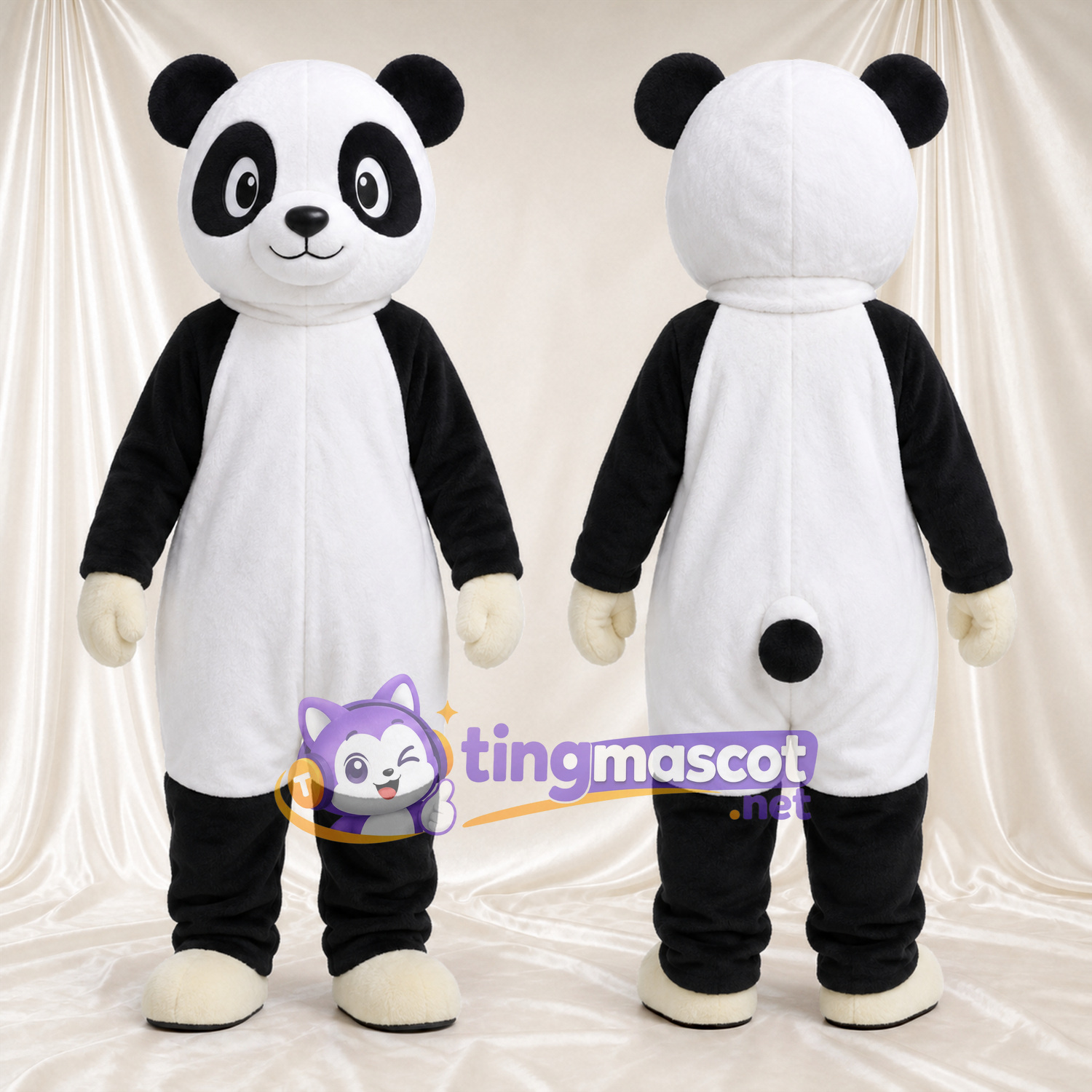 Black and White Panda Mascot Costume - White Gloves and White Shoes Black and White Panda Mascot Costume - White Gloves and White Shoes