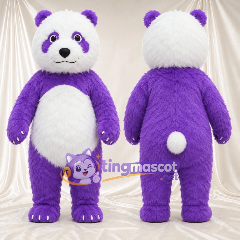 Costume de mascotte Panda – violet / blanc