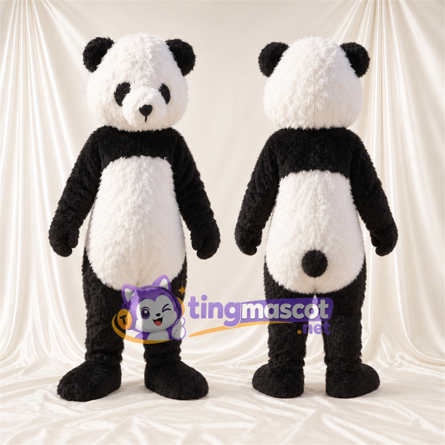Maskottchenkostüm Panda – schwarz / weiß – Augenflecken; Schwanz (schwarz) Maskottchenkostüm Panda – schwarz / weiß – Augenflecken; Schwanz (schwarz)