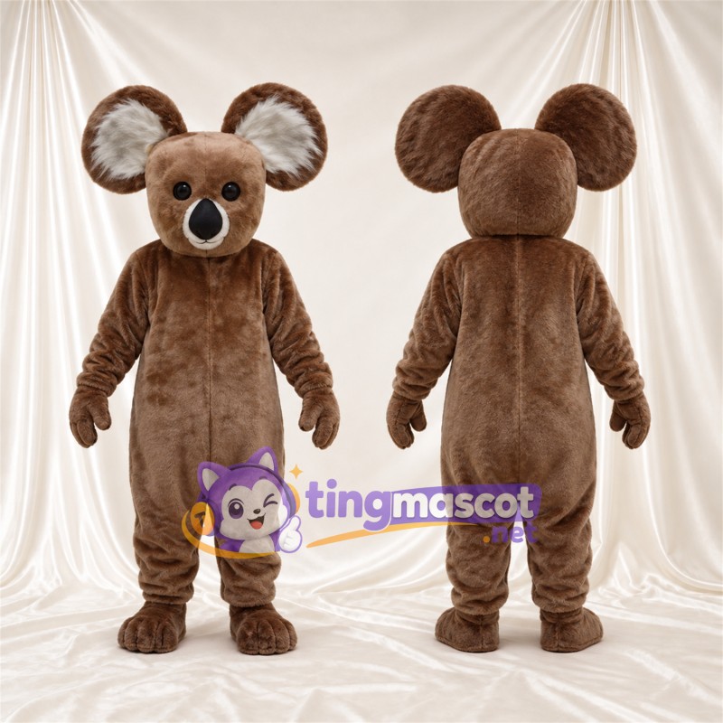 Brown Koala Mascot Costume - Large Ears and White Inner Ears
