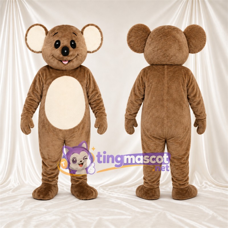 Brown Koala Mascot Costume - Cream Belly and Cream Inner Ears