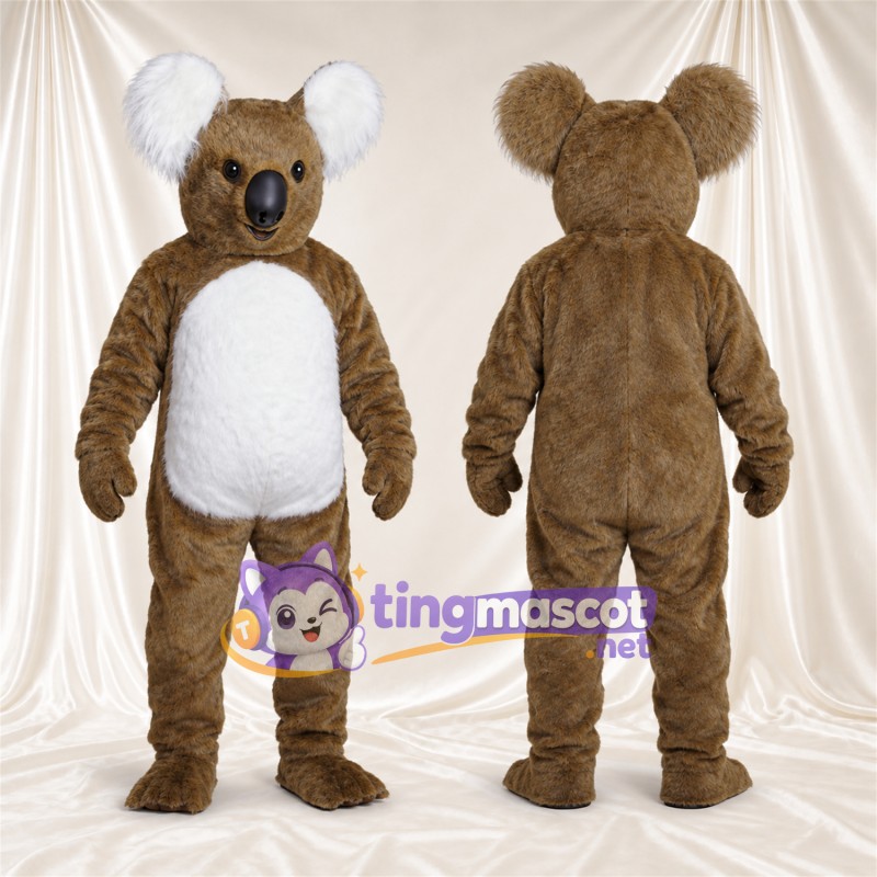 Maskottchenkostüm Koala – braun – Bauch (weiß); Ohreninnenseiten (weiß)