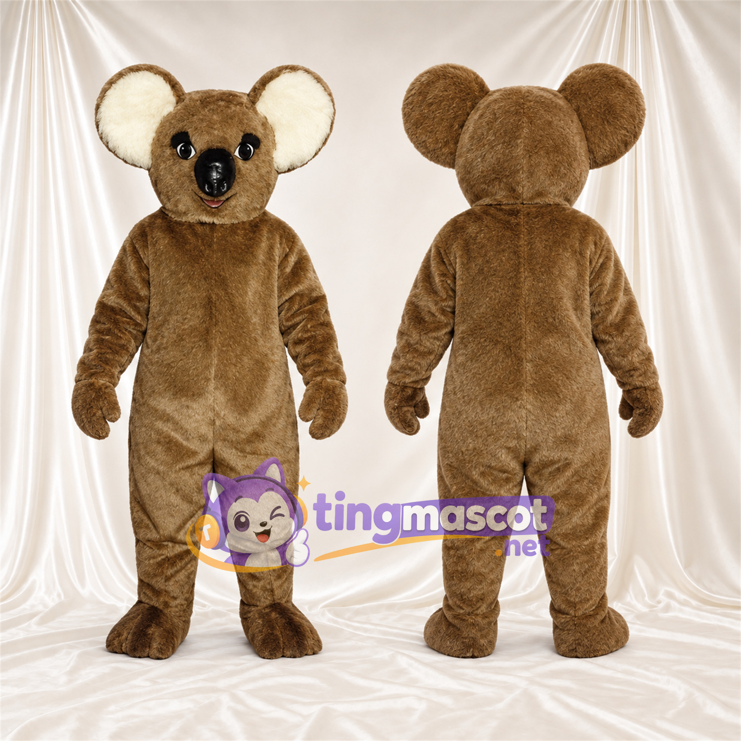 Brown Koala Mascot Costume - Cream Inner Ears and Large Black Nose Brown Koala Mascot Costume - Cream Inner Ears and Large Black Nose