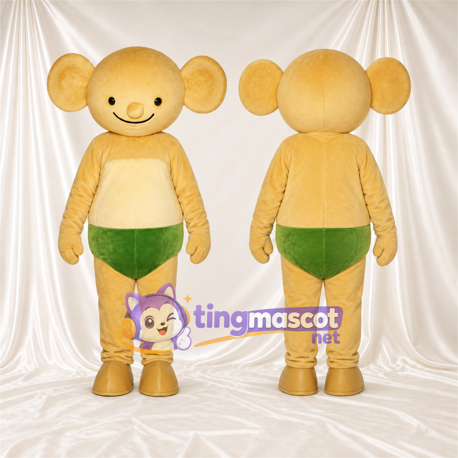 Maskottchenkostüm Affe – gelb – Shorts (grün) Maskottchenkostüm Affe – gelb – Shorts (grün)
