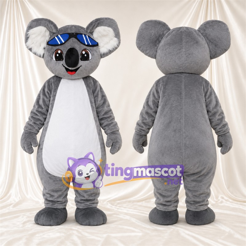 Costume de mascotte Koala – gris – Lunettes de protection (bleu)