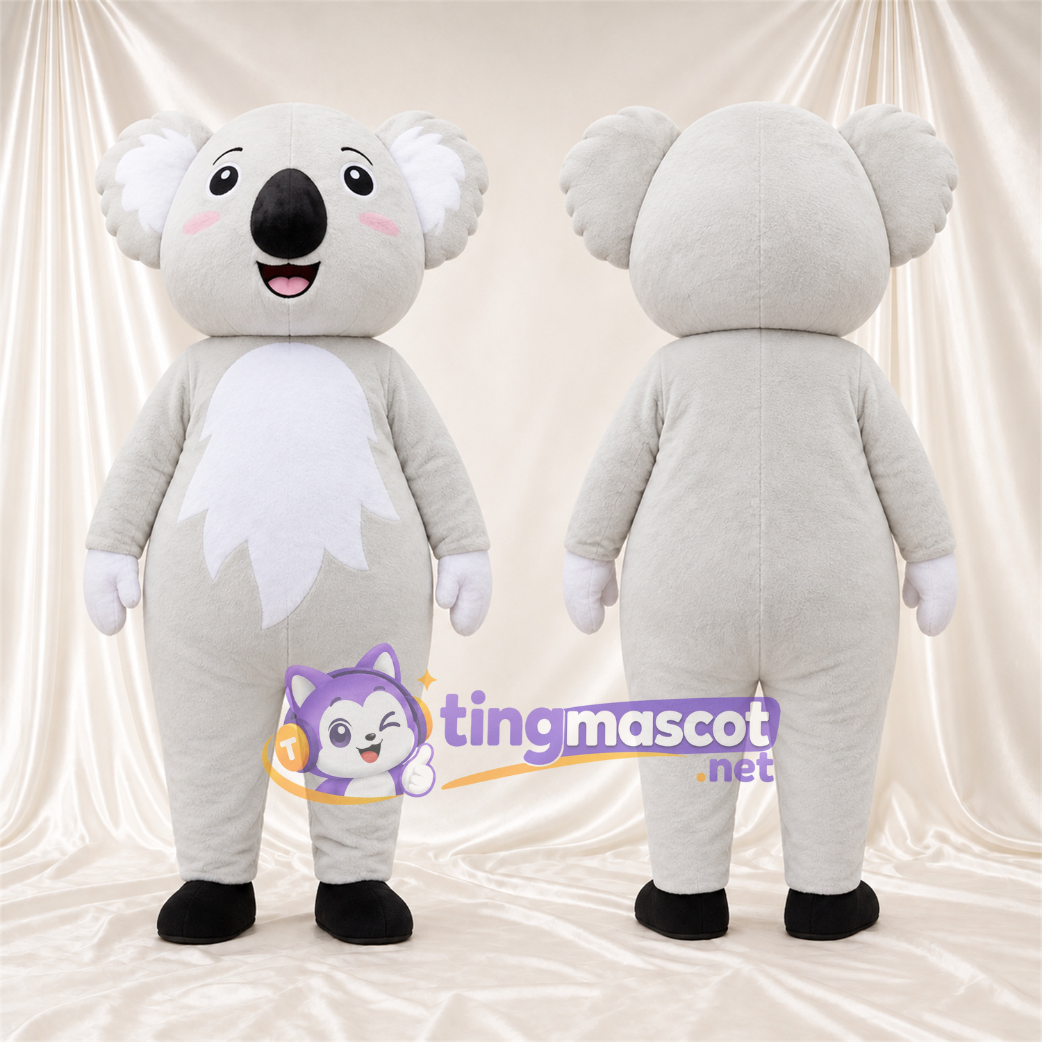 Costume de mascotte Koala – blanc – Feuille; Ventre (blanc) Costume de mascotte Koala – blanc – Feuille; Ventre (blanc)