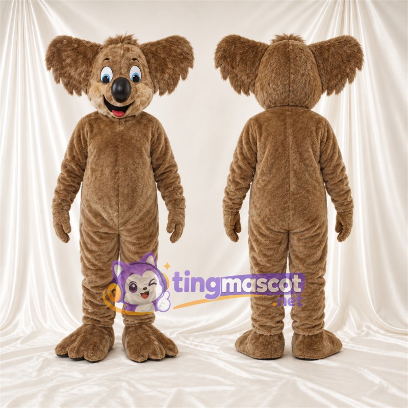 Brown Koala Mascot Costume - Blue Eyes and Shaggy Fur