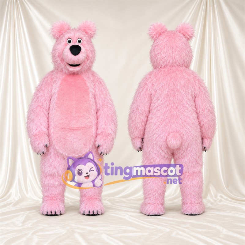 Maskottchenkostüm Bär – rosa – Krallen (schwarz); Nase (schwarz)
