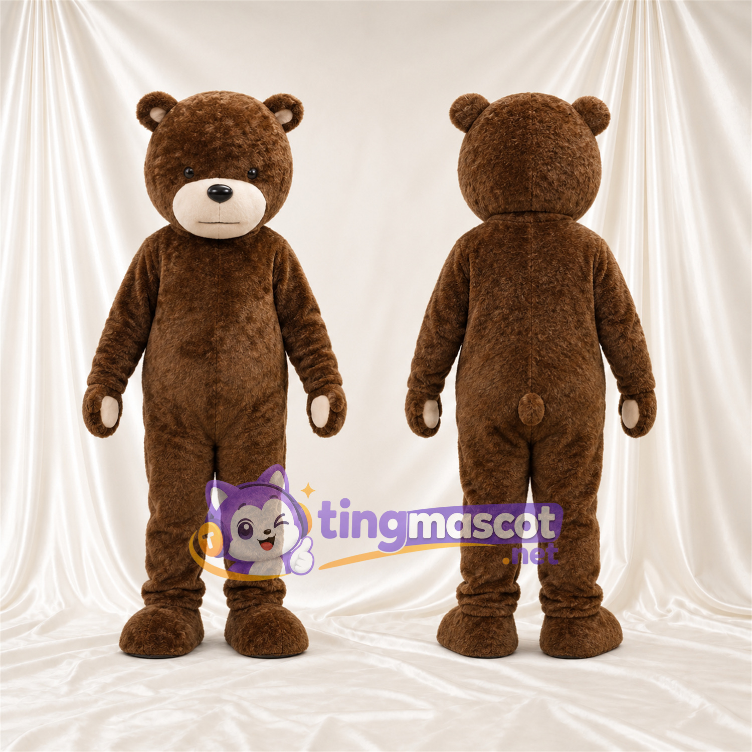 Costume de mascotte Nounours – marron – Museau (blanc) Costume de mascotte Nounours – marron – Museau (blanc)