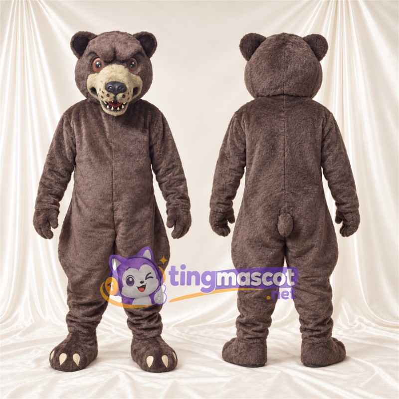 Maskottchenkostüm Bär – grau – Krallen (weiß); Schnauze (creme)