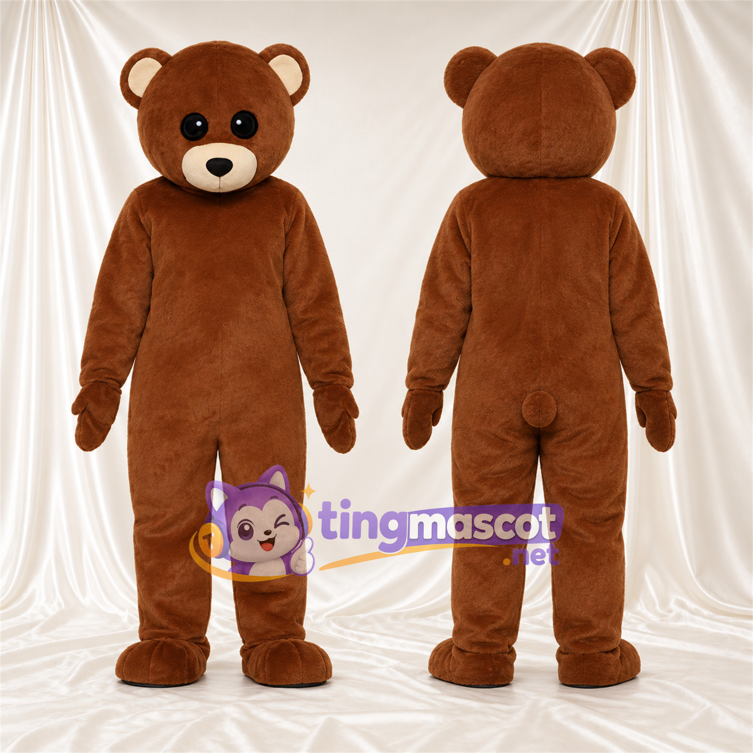 Maskottchenkostüm Bär – braun – Schnauze (creme); Kopf Maskottchenkostüm Bär – braun – Schnauze (creme); Kopf