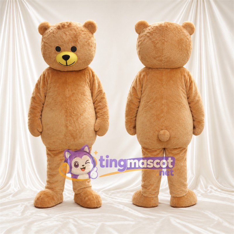 Costume de mascotte Nounours – brun clair – Museau (jaune); Touffe sur la tête
