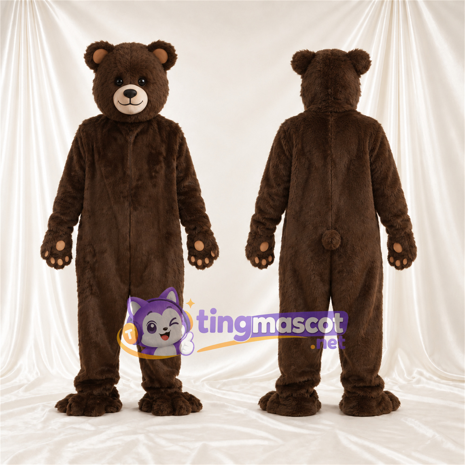 Maskottchenkostüm Bär – braun – Pfotenballen; Schnauze (creme) Maskottchenkostüm Bär – braun – Pfotenballen; Schnauze (creme)