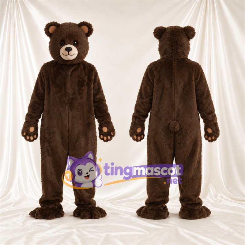 Maskottchenkostüm Bär – braun – Pfotenballen; Schnauze (creme)