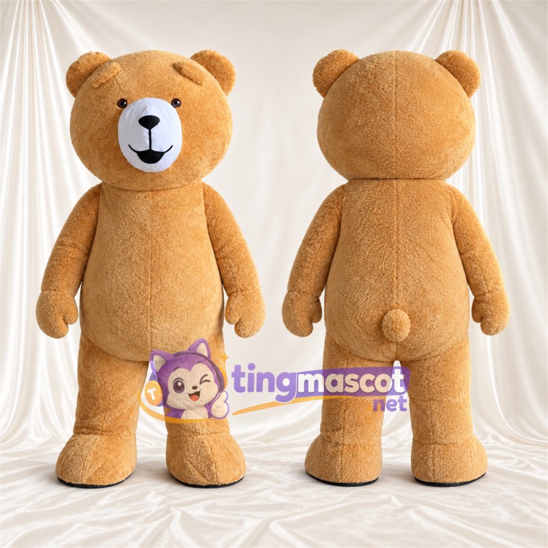 Costume de mascotte Nounours – brun clair – Oreilles; Museau (blanc)