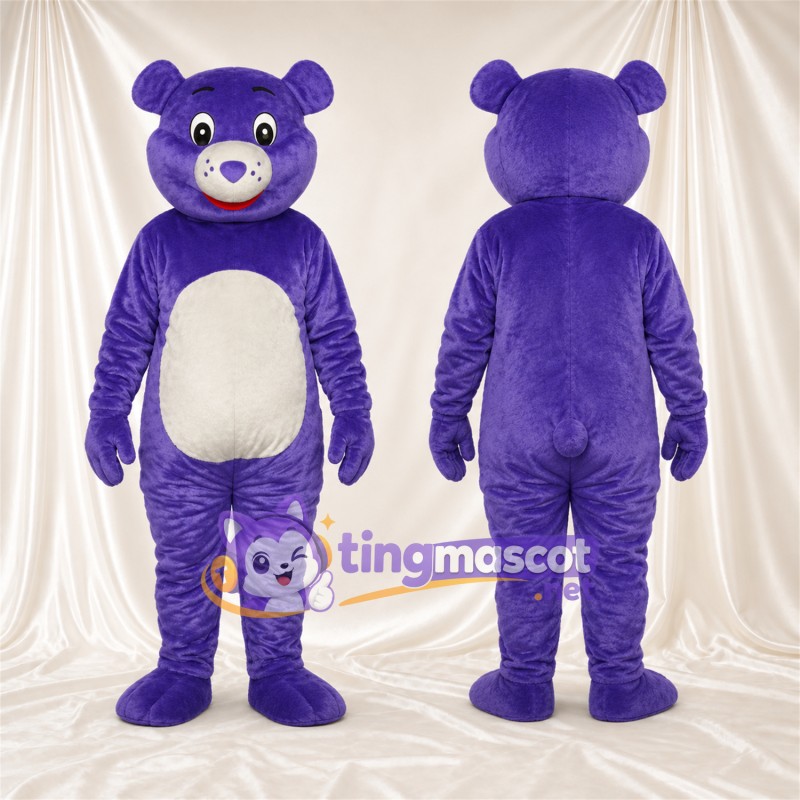 Maskottchenkostüm Bär – violett – Bauch (creme)