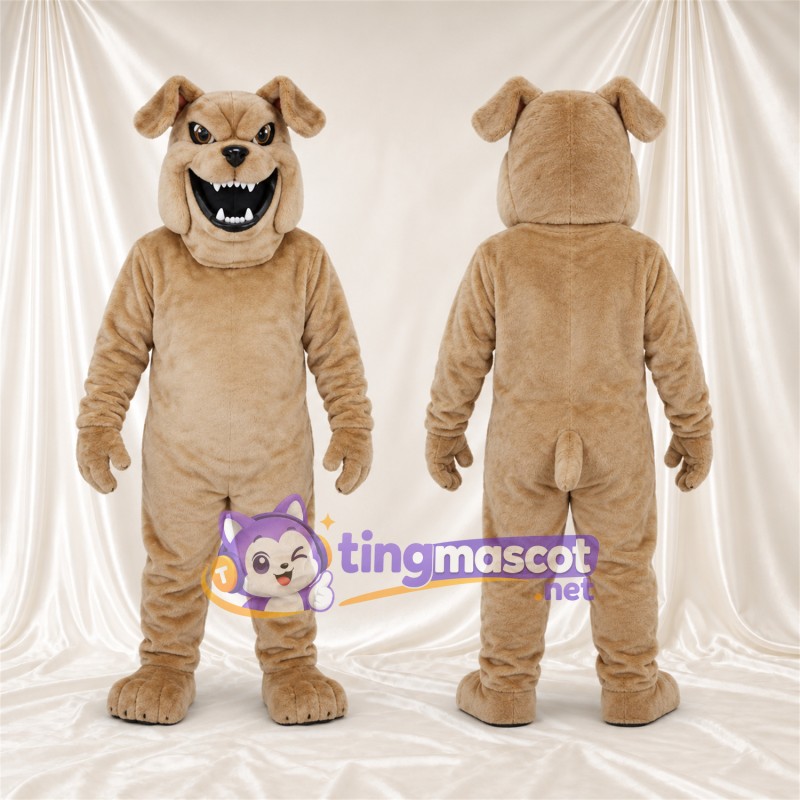 Costume de mascotte Bouledogue – brun clair – Visage; Crocs pointus