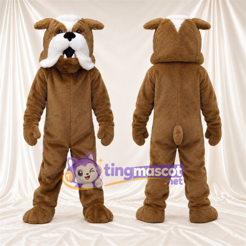 Maskottchenkostüm Bulldogge – braun / weiß – Schnauze (weiß)