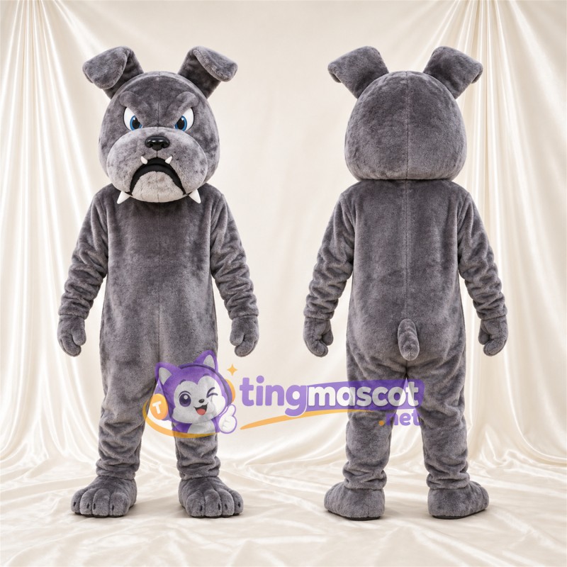 Costume de mascotte Bouledogue – gris – Museau (blanc); Visage