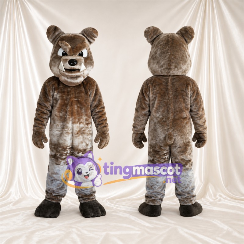 Costume de mascotte Bouledogue – gris – Pieds (noir); Bas des jambes (blanc)