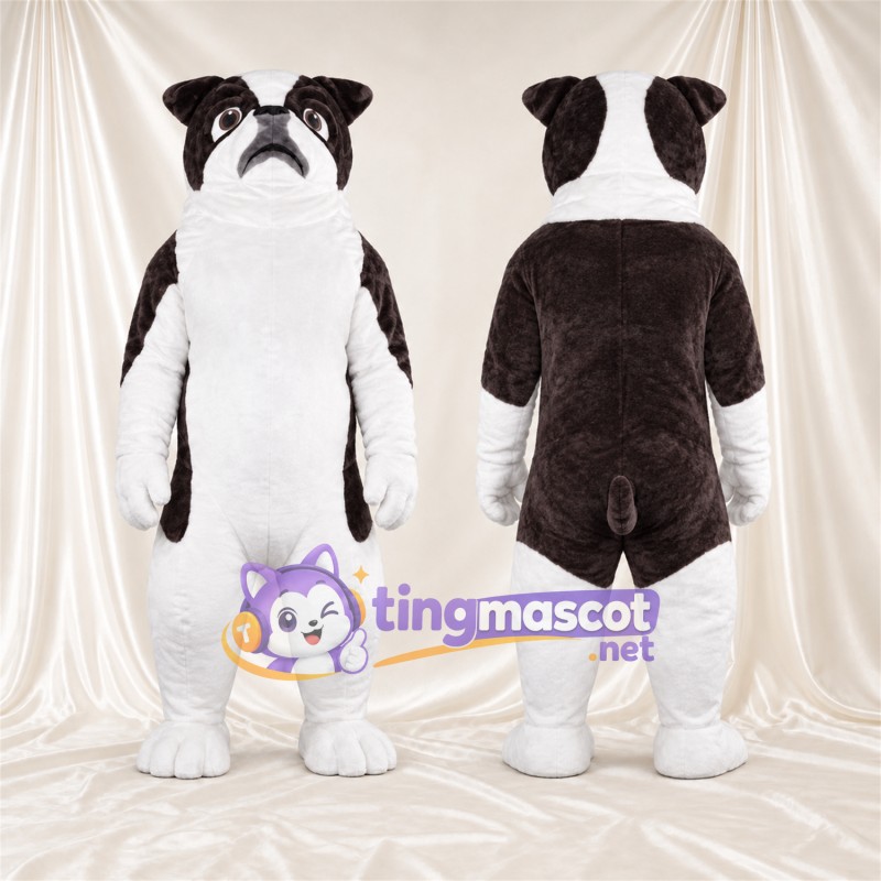 Black and White Bulldog Mascot Costume
