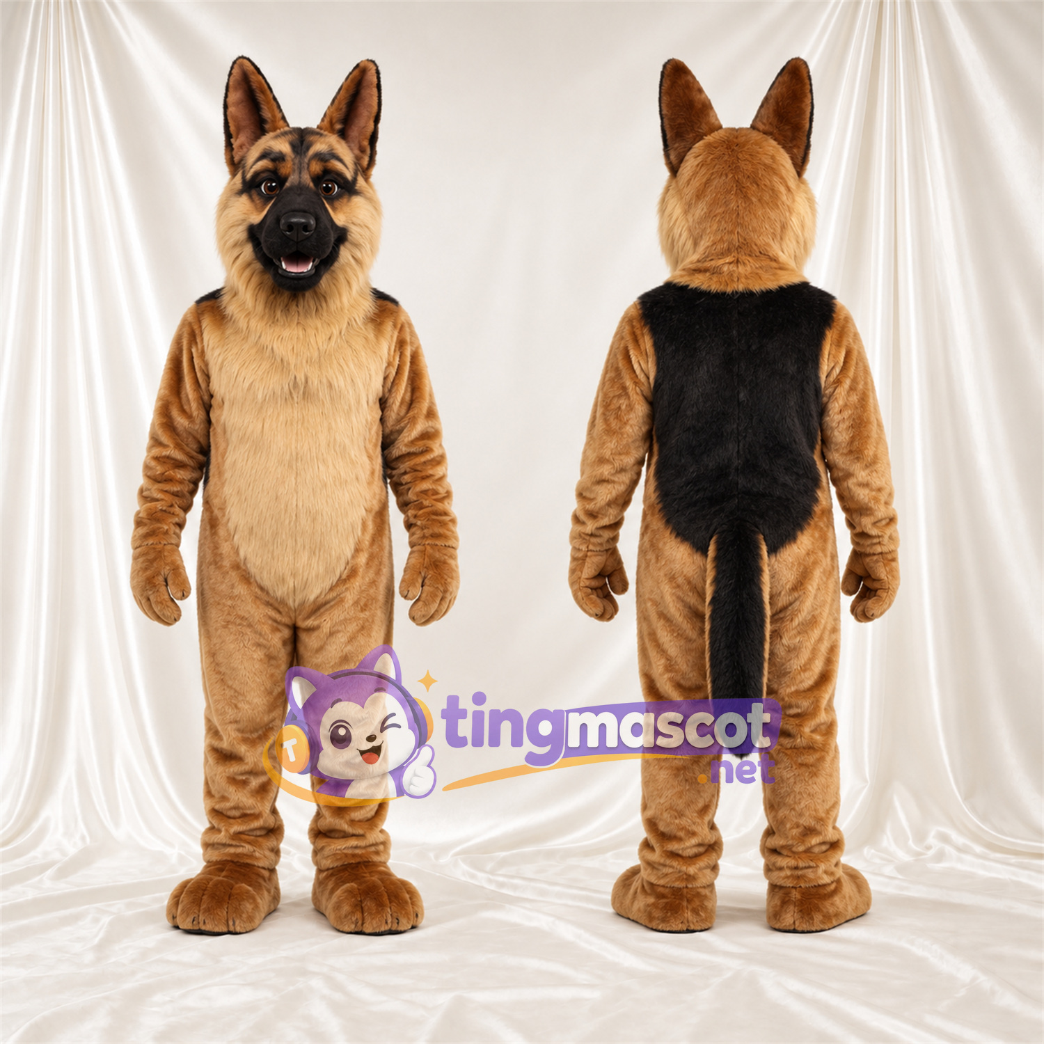 Costume de mascotte Berger allemand – brun clair / noir – Museau (noir) Costume de mascotte Berger allemand – brun clair / noir – Museau (noir)