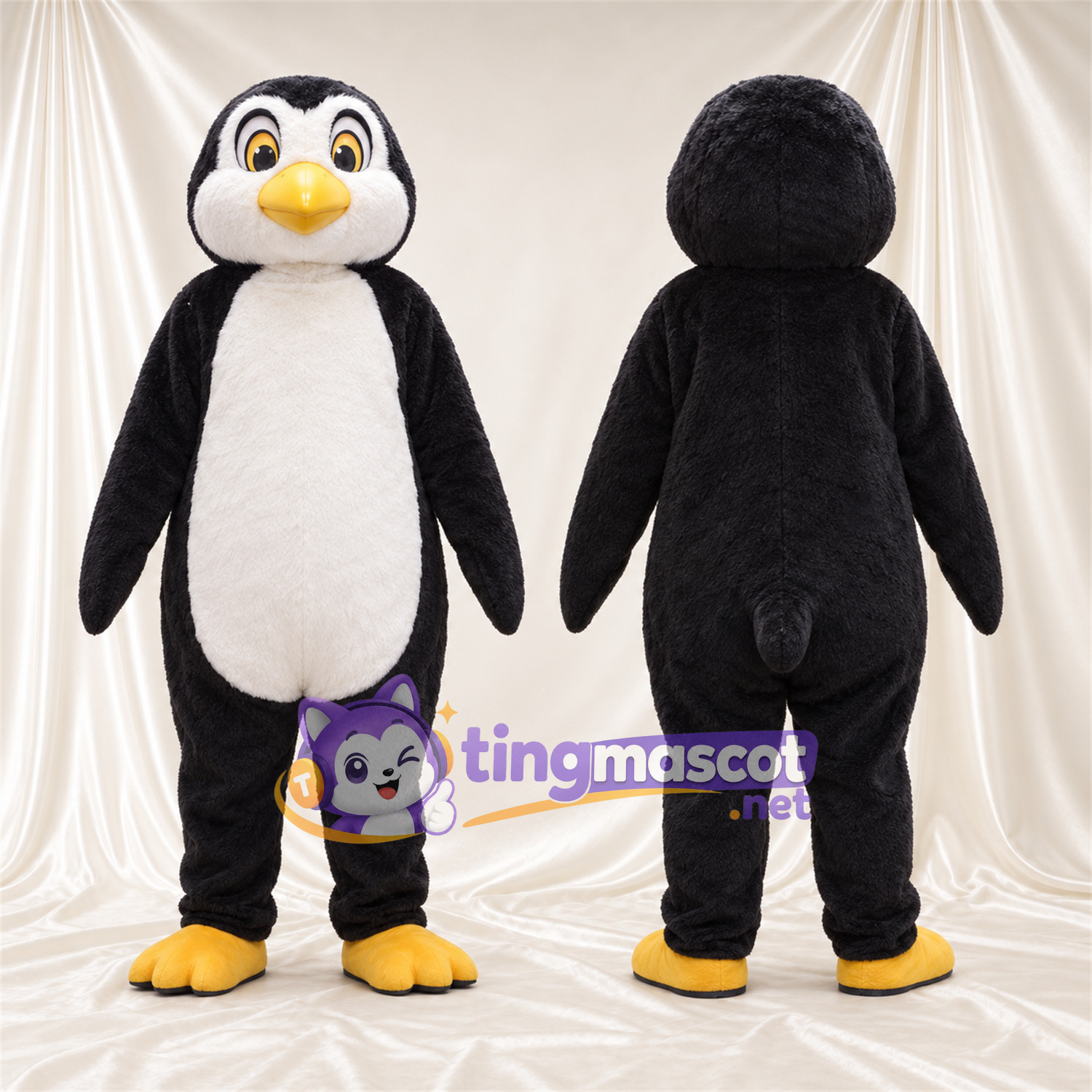 Maskottchenkostüm Pinguin – schwarz / weiß – Runder Bauch; Gesicht (weiß) Maskottchenkostüm Pinguin – schwarz / weiß – Runder Bauch; Gesicht (weiß)