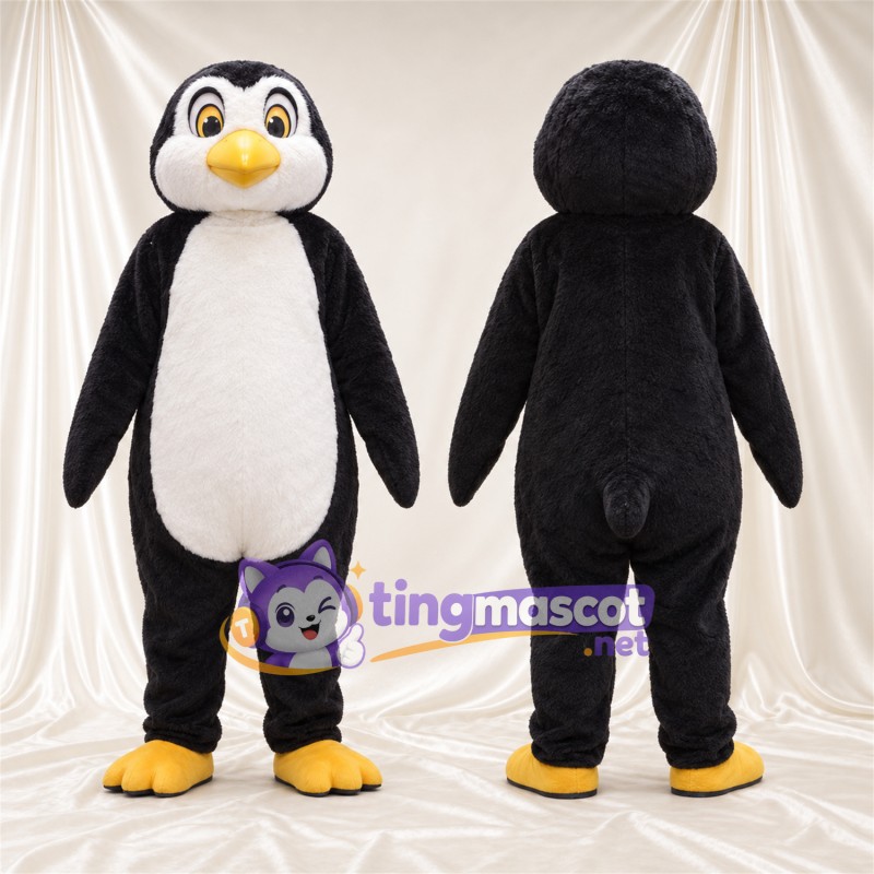 Maskottchenkostüm Pinguin – schwarz / weiß – Runder Bauch; Gesicht (weiß)