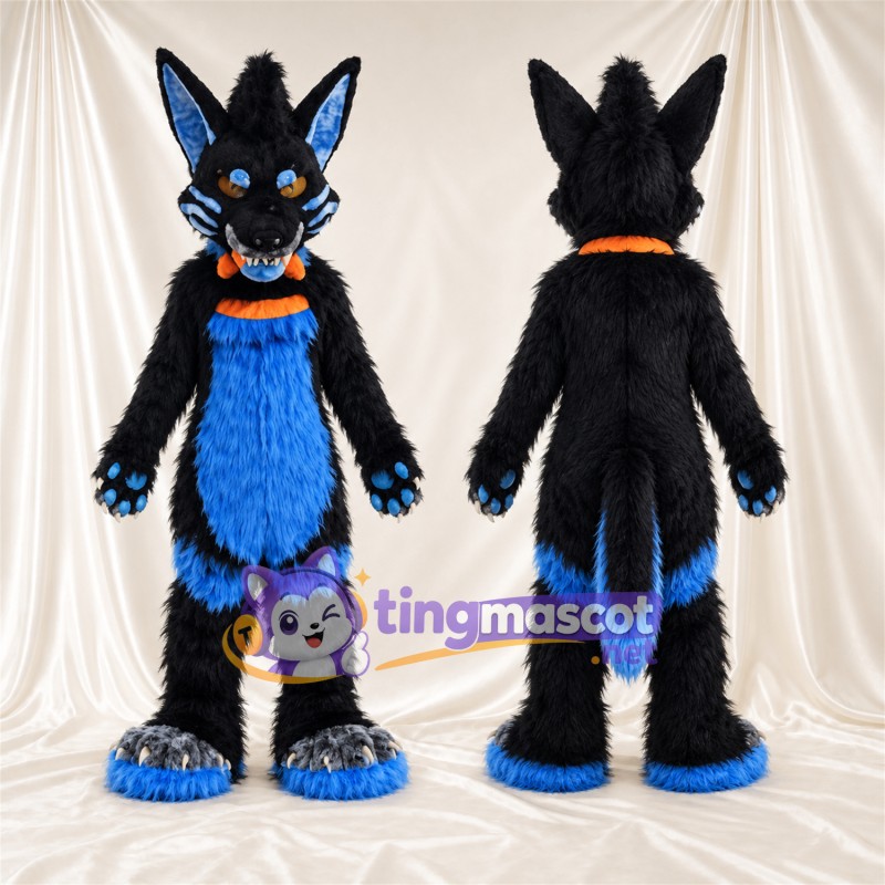 Maskottchenkostüm Hund – schwarz / blau